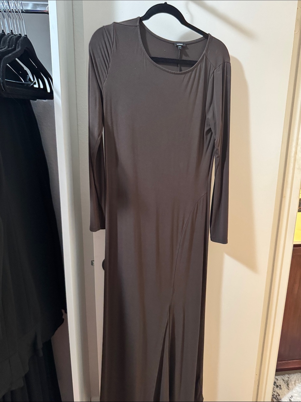 Express Long Sleeve Maxi Dress in Brown